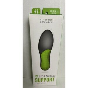 New SOFSOLE Support Fit Series Low Arch/Arch Support/Stability Insole Women 9-10